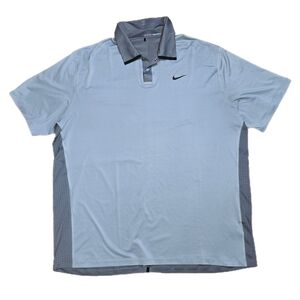 NIKE x TIGER WOODS Size XXL Mens Snap Front Polo Shirt Perforated Dri Fit Silver